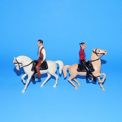 1961 HARTLAND WYATT EARP & CLINT WALKER WESTERN FIGURES WITH HORSES