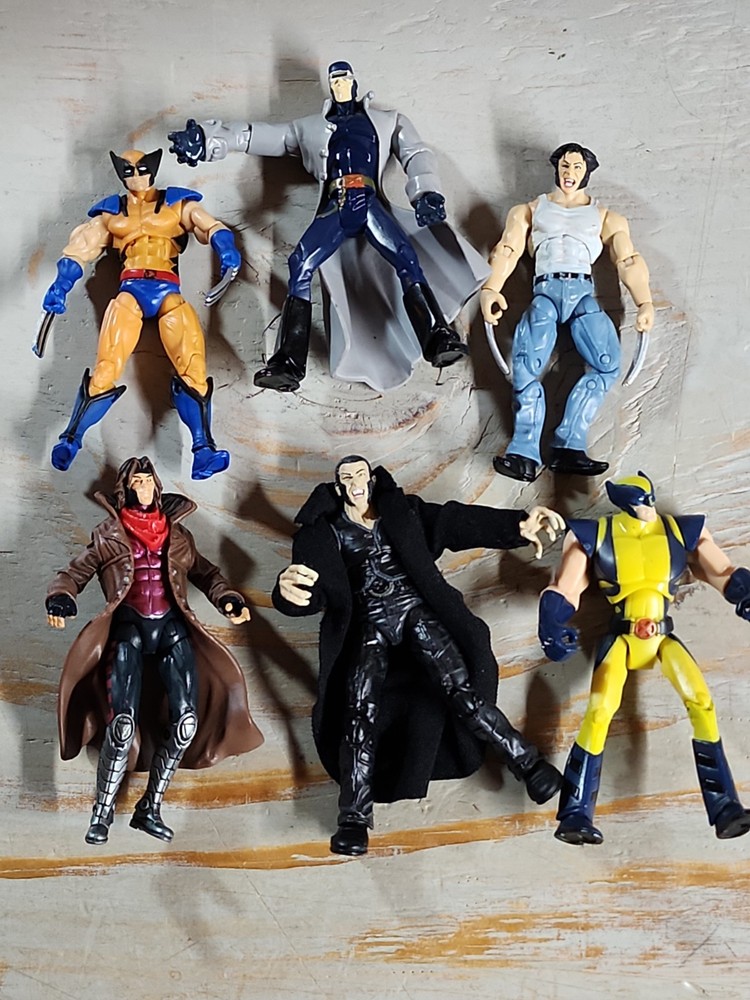Lot of 6 X-Men Marvel Figures 4″ Gambit Wolverine Cyclops And Sabertooth?