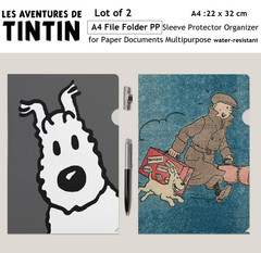 TINTIN A4 File Folder [lot of 2] CLEAR Sleeve Protector Organizer for Paper Docs