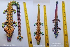 Rainbow Crystal Articulated Dragon with Egg, 9-24 inches, 3D Print, Custom Color