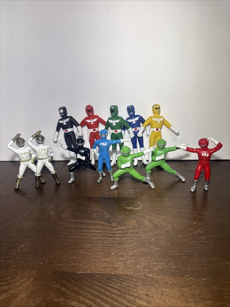 VTG Super Robotic Rangers Yellow Black Red Green Action Figures Lot Of 15