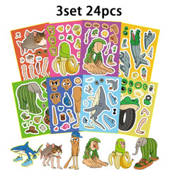 1-6Set Italian Brainrot Sticker Tung Tung Sahur Telalaero Telala Shark Fun Stick