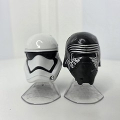 Star Wars Diecast Lot of 6 Black Silver Red Mini Helmets Stands Plastic Scratch
