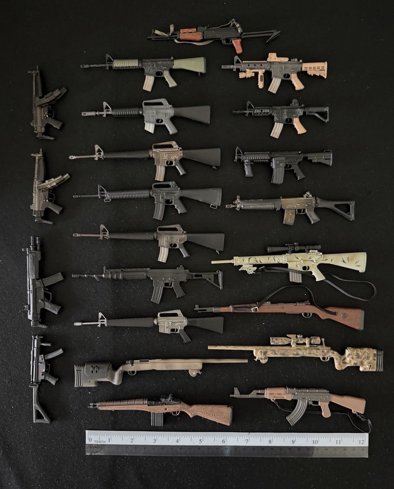 1/6 Scale Weapons Lot. AR-15, M-16, HK SP89, MP5, SL7, AK47 + More