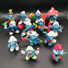 13 Smurfs Vintage Toy Figure Papa King Heart Mushroom Smurf Scheich Lot Y 82