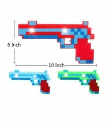 LED Light Up Pixel Toy Gun for Boys and Girls Blue/Red/Green 8 Bit Pistol Toy- 3