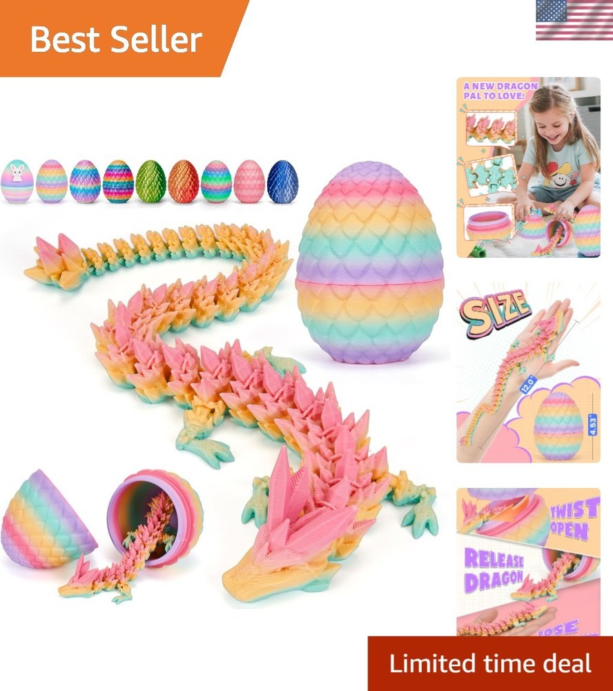 12″ Articulated Dragon & 4.53″ Eco-Friendly Crystal Egg – Surprise Toy for Kids