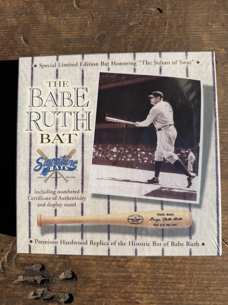 Babe Ruth NY Yankees Signature Bats (1995) Mini Replica Bat With Stand
