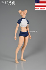 Romankey 1/12 Female Sport Suit Blue T-Shirt Shorts Clothes For 6″Action Figure