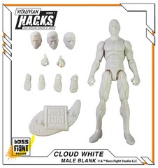 Cloud White Vitruvian HACKS Blank Male Action Figure 3 3/4″ Boss Fight
