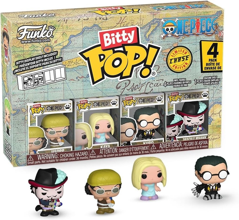 Funko Bitty POP! One Piece Usopp Kaya Kuro and a random chase pop 4 Pack