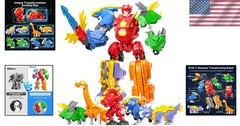 Educational 5-in-1 Dinosaur Robot Action Figures – Safe, Fun & Creative Play