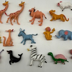 Vintage 1960s Miniature Plastic Animal Figures Lot 19pc Hong Kong Zoo Circus
