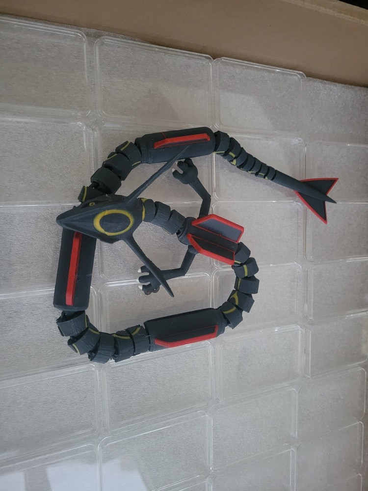 Articulated Pokémon Shiny Rayquaza Dragon 3D Printed Colored Yellow Stripes