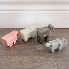 Minecraft Figures Lot Animals Set of 4 Toys Pig Cow sheep wolf !!!