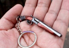 mini gun double-barreled shotgun full metal keychain toy gift 8cm