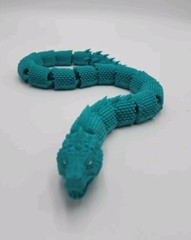 3D Printed Articulated Basilisk – Green with White Eyes – Moving Parts