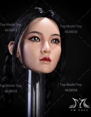 YMTOYS 1/6 Asian Beauty Ying Black Braids Head Sculpt Fit 12”Female Pale Figure