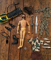 vintage GI JOE Land Adventurer 12″ JAWS OF DEATH Atomic Man Copter LOT Hasbro