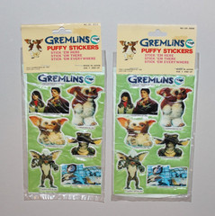 (2) Vintage, 1980’s GREMLINS PUFFY STICKER SHEETS, RARE 80s STICKERS, NEW SEALED