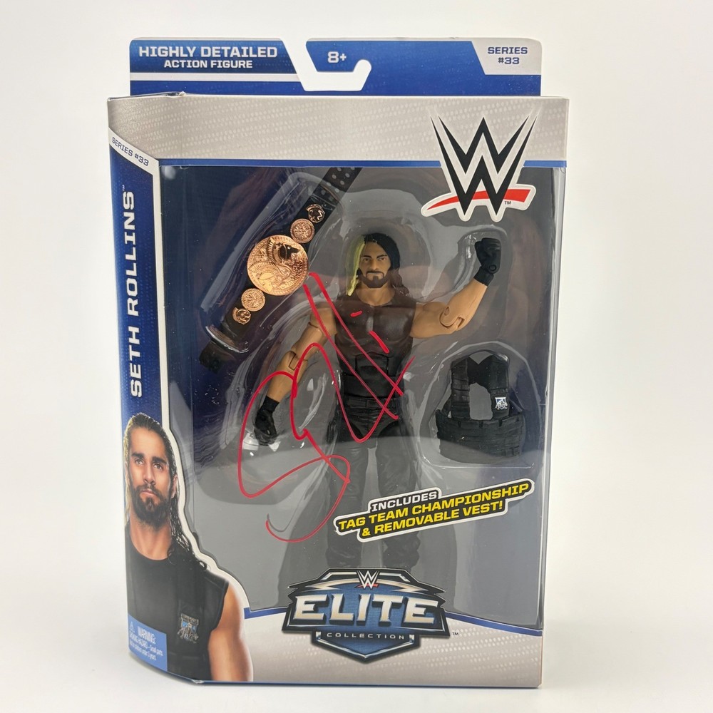 WWE Seth Rollins Elite Series 33 Figure Tag Team Belt & Vest Signed Autographed