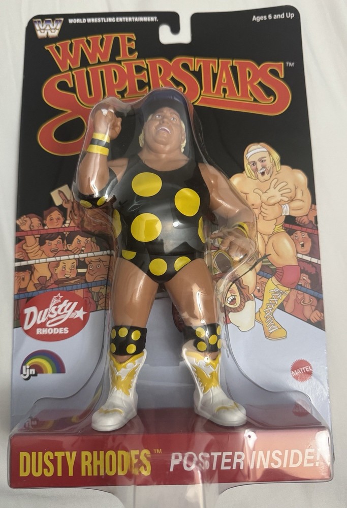 Mattel WWE Superstars Dusty Rhodes Action Figure w/ Poster – Black Card