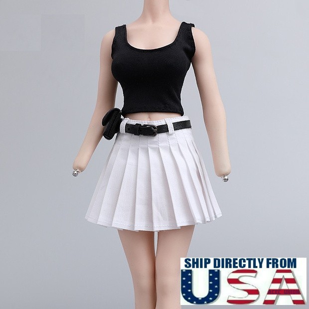 1/6 Tank Top Pleated Skirt Belt Bag Set For 12″ PHICEN Hot Toys Female Figure