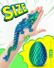 12″ 3D Printed Dragon Egg, Cool 3D Printer Articulated Crystal Dragon Toys fo…
