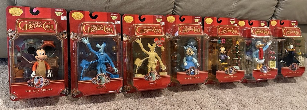 Mickey’s Christmas Carol Action Figures Lot of 7 Memory Lane 2002 Sealed Variant