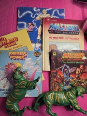 Vtg HE-Man sticker album Panini + Books + She-ra MOTU Lot of 7