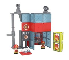 Tile Town Fire Station Magnetic Tiles Playset 40+ Magnetic Tiles