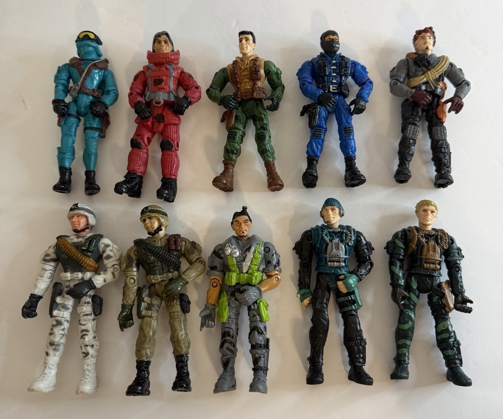 Vintage Lot Of 10 Lanard The Corps 4” Posable Military Action Figures Pre-Owned