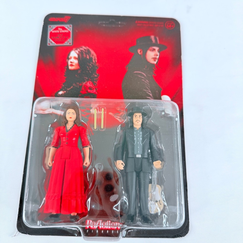 Super7 The White Stripes Get Behind Me Satan ReAction Figures Jack & Meg White