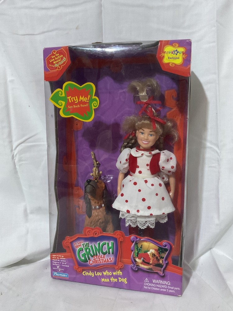Playmates How Grinch Stole Christmas Cindy Lou Who Doll & Max Dog Figure NEW