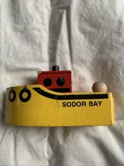 1992 Wooden Thomas & Friends Train 1st Edition Sodor Bay Tug Boat Black Stack