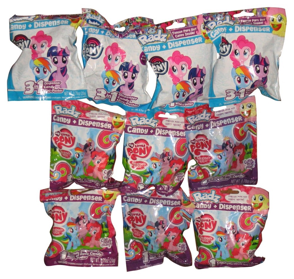 My Little Pony Radz Candy + Dispenser Mini-Poster Toy Lot – (10 Mystery Random B