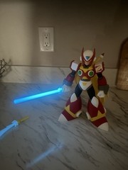 Mega Man Zero Red White Yellow Plastic Action Figure w/ Light-Up Sword