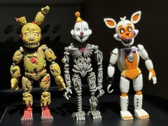 Funko 2016 & 2017 Three 5’ inch Figure Set: Springrap, Ennard, and Lolbit.