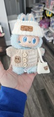 Clothes Set for Labubu Cream Beige Tan Sweater + Hat + Bag Outfit Plush SEALED