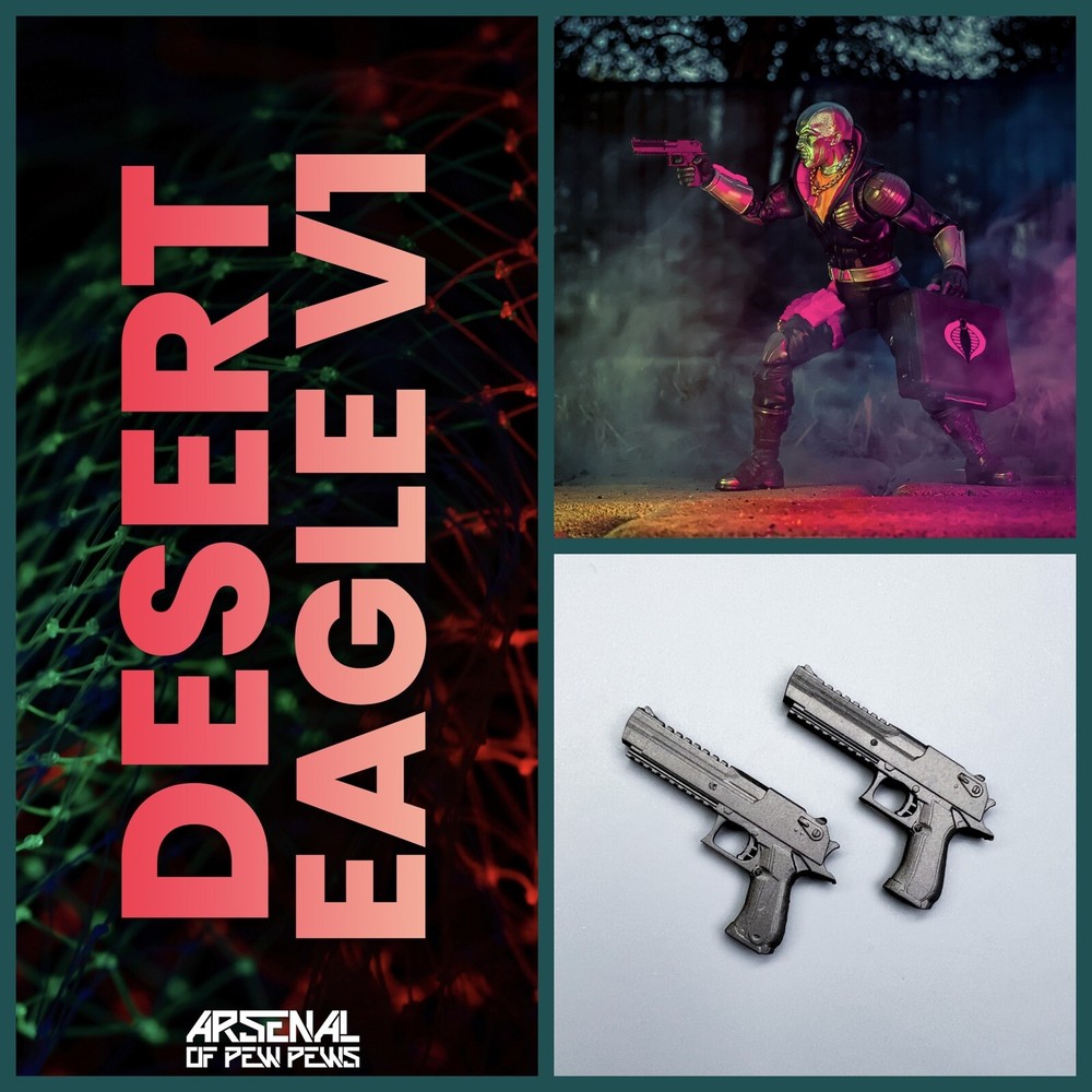 Desert Eagle V1 (Set of x2) 1:12 Scale 3D Printed Figure Pistols