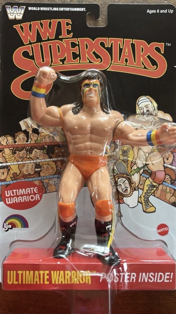 WWE LJN MATTEL SUPERSTARS ULTIMATE WARRIOR 8″ ACTION FIGURE BLACK CARD FREE SHIP