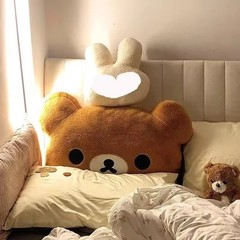 60CM Rilakkuma Soft Fluffy Stuffed Bear Backrest Bedroom Bedside Birthday Girls