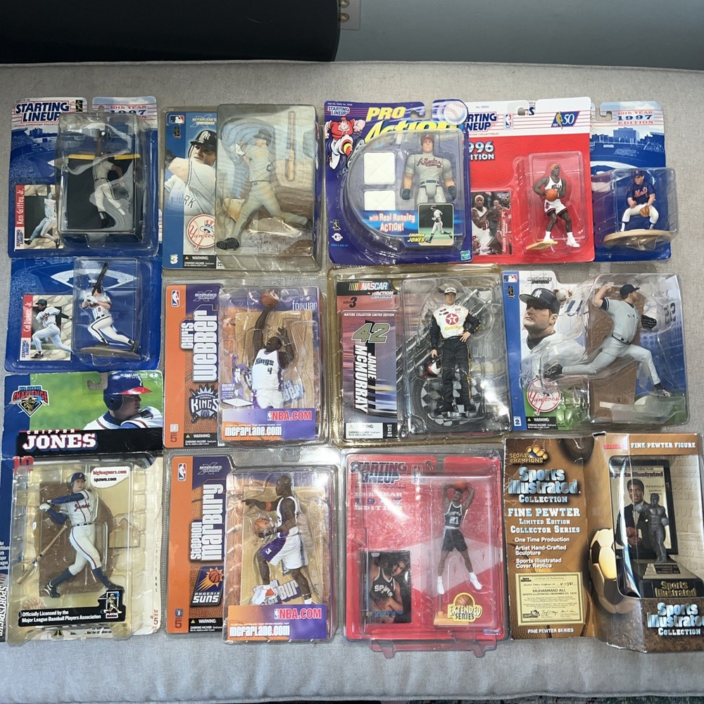 13x Sport Starting Lineup McFarlane’s MLB NBA NASCAR Figures Ali HOF Lot NEW