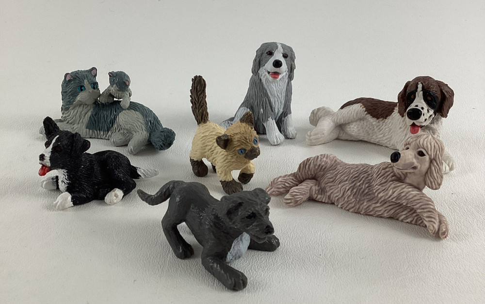 Puppy Kitty In My Pocket Figure 8pc Lot Vintage 1994 MEG Bernard Poodle Dog Cat