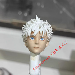 Painted 1/12 Custom Jujutsu Kaisen Gojo Satoru Head Carving For 6″Romankey Figur