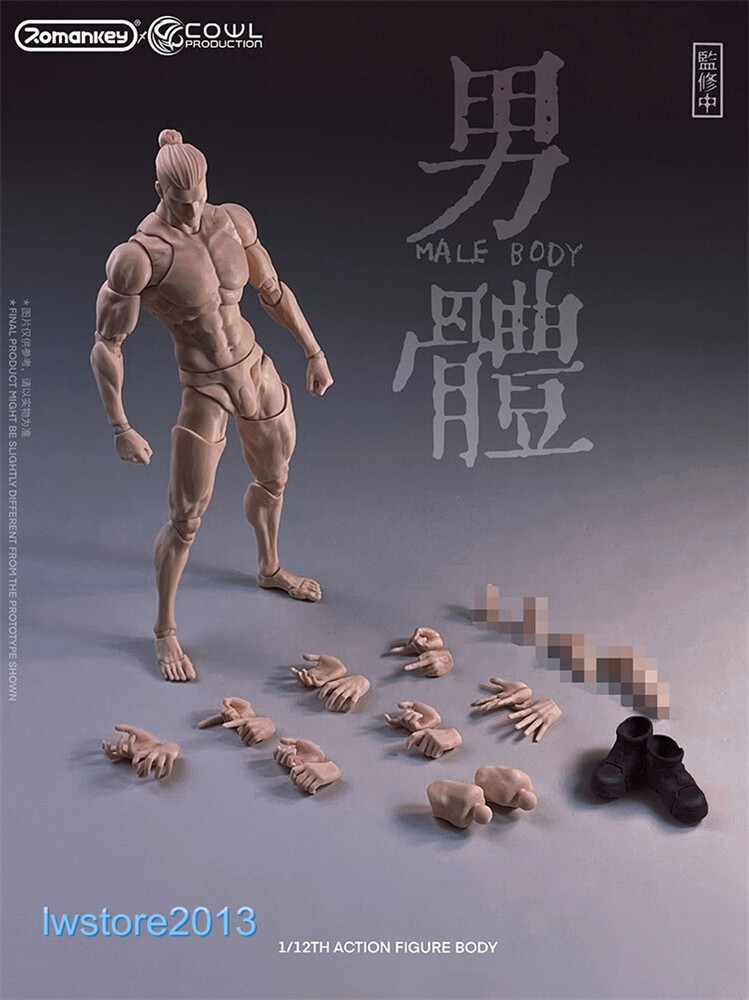 US Romankey X COWL 1:12 Flexible Man Jointed 6″ Male Action Figure Head Body