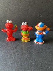 Sesame Street Henson Elmo W/Crayon Elmo W/Binoculars Mechanic Ernie Figures 2”