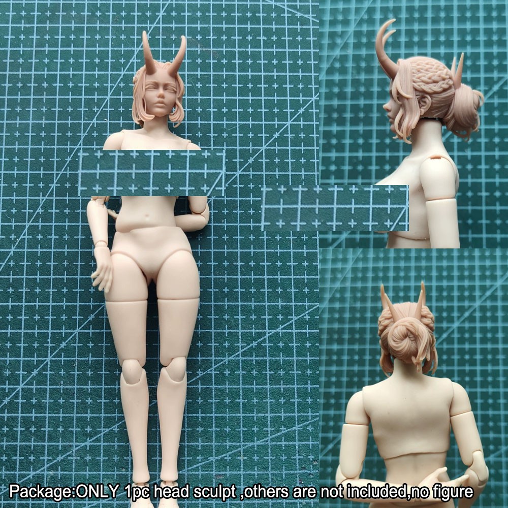 Unpainted Blank 1/12 1/18 Female Head Sculpt Model For 6″ 3.75″ Action Figure