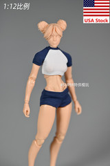Romankey 1/12 Female Sport Suit Blue T-Shirt Shorts Clothes For 6″Action Figure