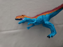 PLASTIC MULTICOLORED DINOSAUR Sounds 11″ LONG TESTED VIDEO